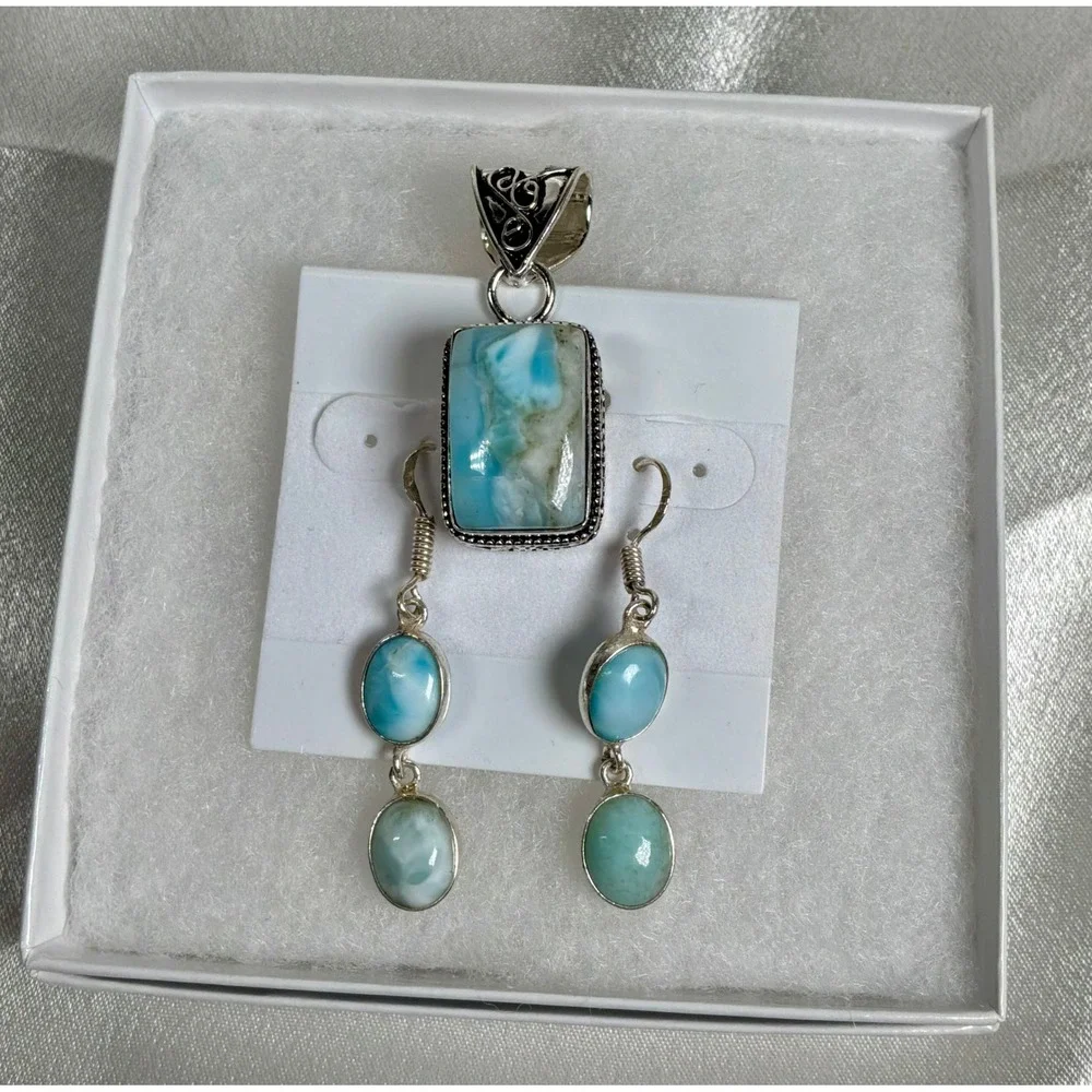 Larimar Pendant & Earring Gift Set — Limited‎ Edition